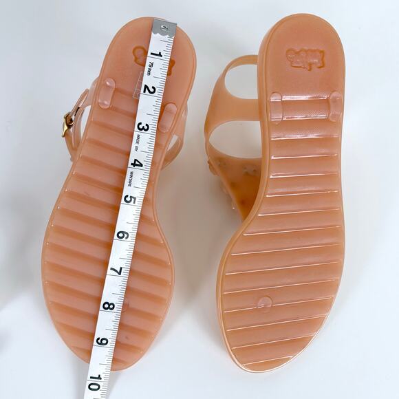 Coach Tea Rose Jelly Flat Floral Studded Sandals Size 7 Feminine Dainty Vacation - Picture 9 of 9